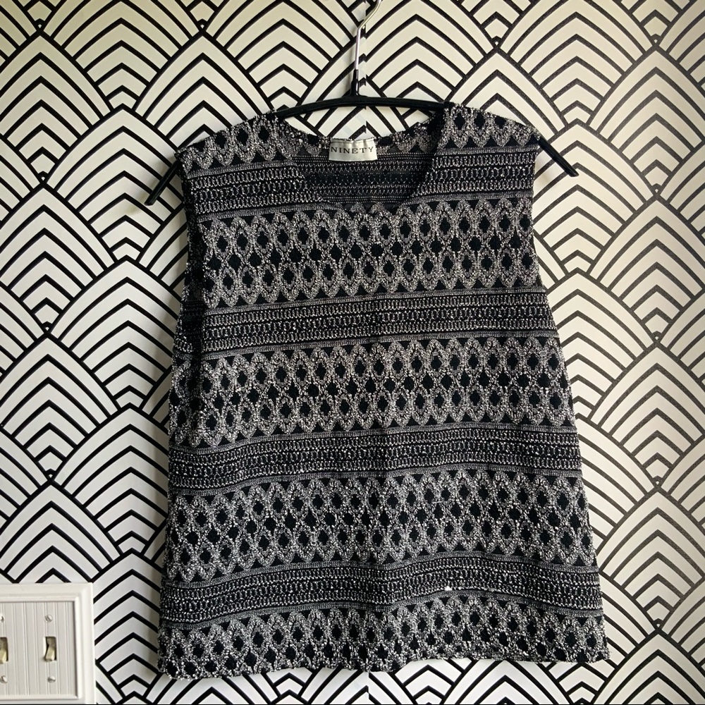Vintage Sleeveless shirt black white stretch y2k 2000s office siren - Picture 3 of 3